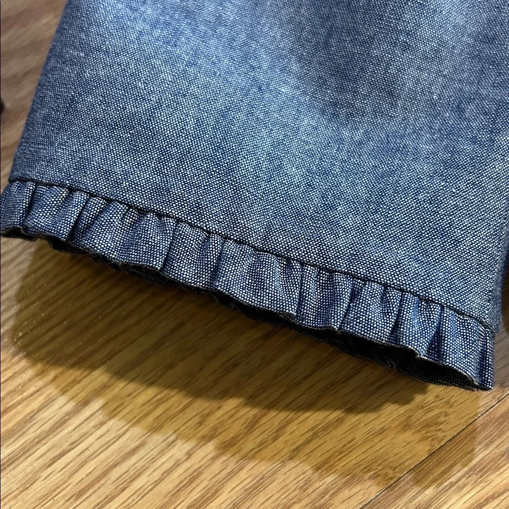J. Crew Heathered Blue Ruffle Trim Blazer